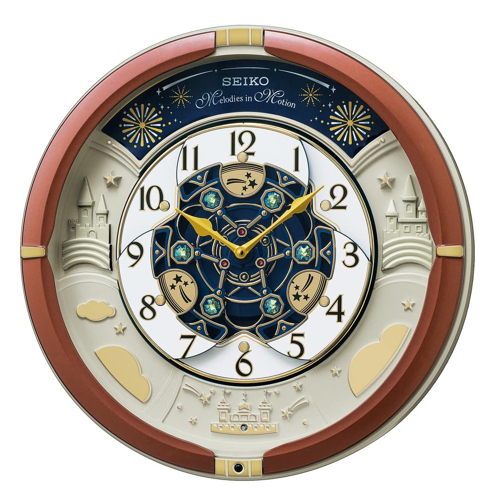【中古】【非常に良い】セイコークロック(Seiko Clock) 掛け時計 からくり時計 アナログ トリプルセレクション メロディ 茶メタリック 39×39×9.6cm RE601B
