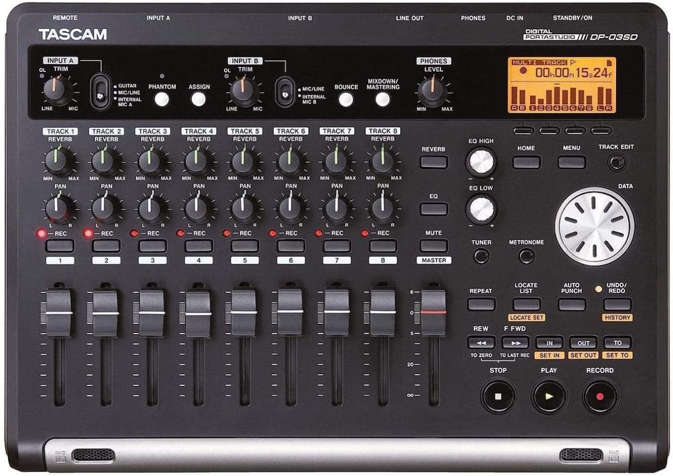 【中古】【非常に良い】TASCAM(タスカム) DP-03SD マルチトラックレコーダー MTR 8トラック SD/SDHC 45mmフェーダー 音楽制作 ギター ボーカル バンド録音 多重録音 重ね録り オーバーダブ