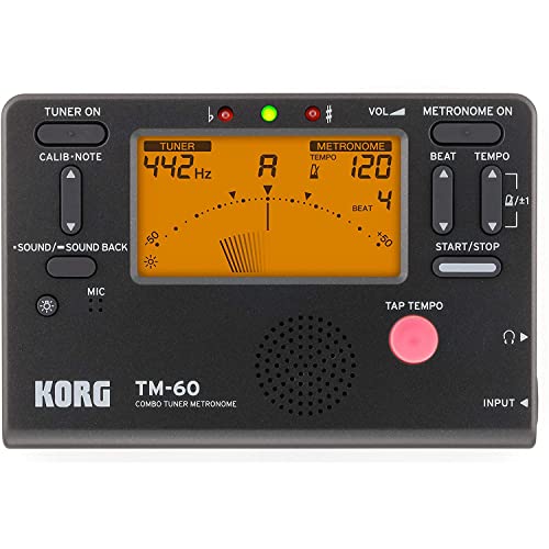 【中古】【非常に良い】KORG(コルグ) チューナー メトロノーム TM-60 小型/コンパクト/初心者/吹奏楽/ブラスバンド/オーケストラ/個人練習/持ち運び ブラック TM-60-BK