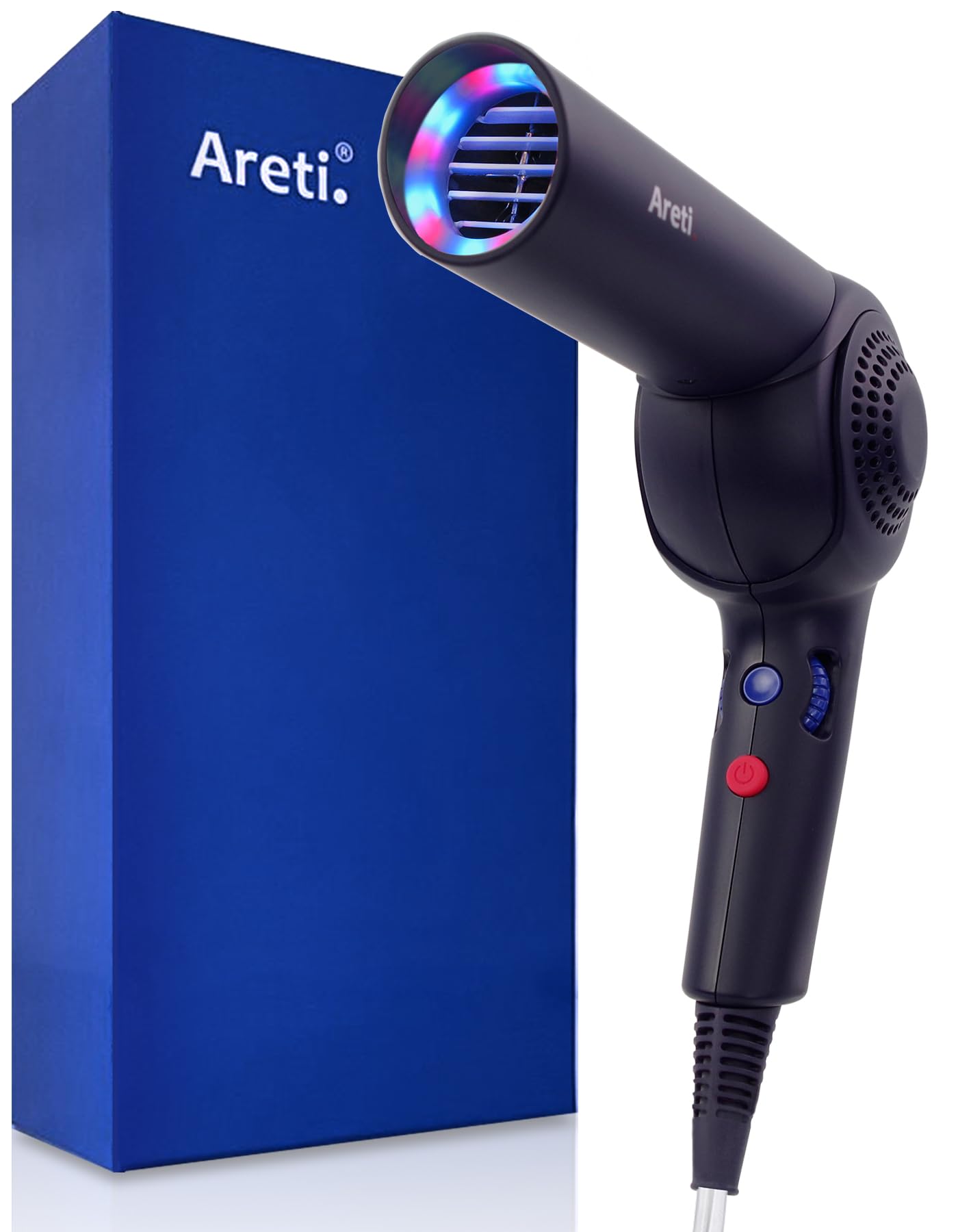 【中古】【非常に良い】Areti(アレティ) ドライヤー ヘアドライヤー マイナスイオン 大風量 速乾 折りたたみ LED 光 ケア モイスト d1621IDG Kozou|スカイマーケットプラス