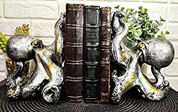 【中古】【輸入品・未使用】Ebros Nautical Coastal Sea Monster Octopus Bookends Set Statue In Faded Bronze Antique Finish 16cm H Mythical Sea Giant Cthulhu Kraken