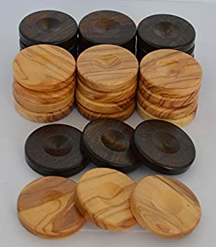 【中古】【輸入品・未使用】30 Olive Wood chips 1.4%ﾀﾞﾌﾞﾙｸｫｰﾃ%-Backgammon checkers from natural Greek Olive Wood