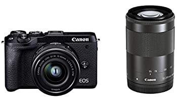 【中古】【人並み外れたに似つかわしい】Canon 銀鏡受け答え一眼写真機 EOS M6 Mark II ダブルズームキット 黒いこと EOSM6MK2BK-WZK