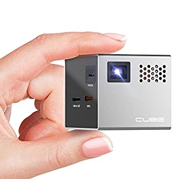 【中古】RIF6 Cube 2-inch Mobile Projector with 20,000 Hour LED Light and 120-inch Display, Portable, Rechargeable, includes HDMI Cables and Tri