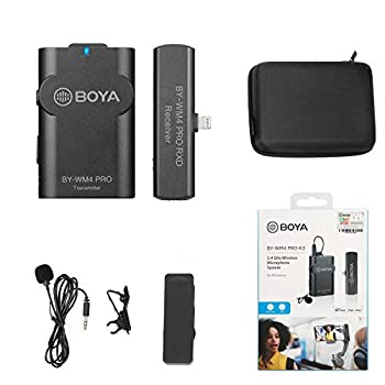 【中古】【技適マーク認証】BOYA BY-WM4 PRO K3-2.4GHzワイヤレスピンマイクシステム ステレオ/モノラルモード切替 カメラマイク 内蔵マイク/外部マイク