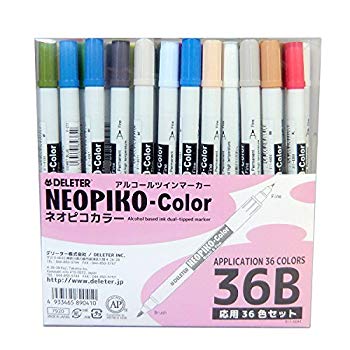 【中古】デリーター アルコールマーカー ネオピコカラー 36色Bセット 9jupf8b