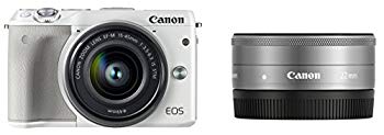【中古】Canon ミラーレス一眼カメラ EOS M3 ダブルレンズキット(ホワイト) EF-M15-45mm F3.5-6.3 IS STM EF-M22mm F2 STM 付属 EOSM3WH-WLK2 ggw725x
