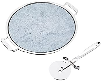 【中古】All-Clad 00280 Stainless Steel Serving Tray with 13-inch Pizza-Baker Stone Insert and Pizza Cutter, Silver by All-Clad