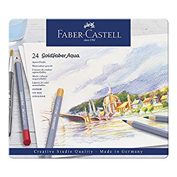 【中古】ファーバーカステル ゴールドファーバー アクア 水彩画色鉛筆書き割り 24色缶入 114624 n5ksbvb