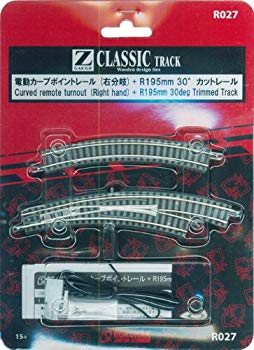 【中古】ロクハン Zゲージ R027 電動カーブポイントレール 右分岐 khxv5rg