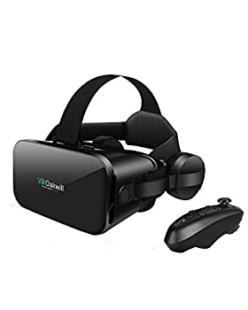 【中古】【非常に良い】最新 VRゴーグル VRヘッドセット VRヘッドマウントディスプレイ 3D スマホVR ヘッドホン付き モバイル型 (黒)