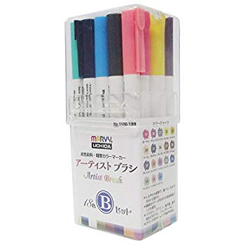 【中古】マービー 水性染料細筆マーカー アーティストブラシ 18色Bセット 1100-18B ggw725x