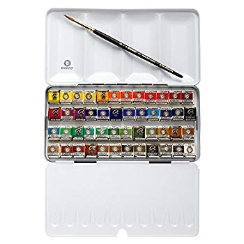 【中古】【非常に良い】ターレンス 固形水彩絵具 レンブラント透明水彩 48色セット T.05M8648 ハーフパン 6g7v4d0