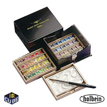 【中古】ホルベイン 固形水彩絵具 アーチストパンカラー 48色セット 漆 CUBE PN699 ハーフパン khxv5rg