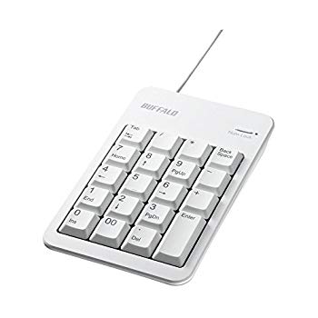 【中古】BUFFALO 有線テンキーボードTabキーUSBハブ付き ホワイト BSTKH100WH 2zzhgl6