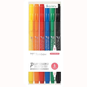 【中古】【非常に良い】トンボ鉛筆 水性サインペン プレイカラー2 6色 GCB-611 6g7v4d0