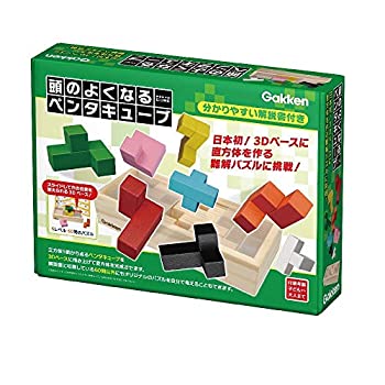【中古】(未使用･未開封品)立体感覚を養う積み木 学研 頭のよくなるペンタキューブ 問題集付き 立体感覚のはぐくむ教材 図形の基礎 積み木