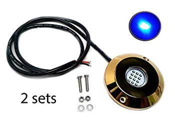 【中古】(未使用･未開封品)Pactrade Marine 2setsブルーCREE LED Underwater ss316ゴールドハウジングサーフェスマウント
