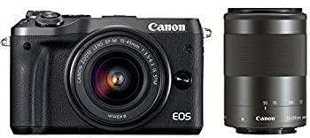 【中古】Canon ミラーレス一眼カメラ EOS M6 ダブルズームキット(ブラック) EF-M15-45mm/EF-M55-200mm 付属 EOSM6BK-WZK|スカイマーケットプラス