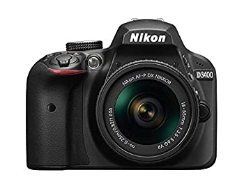 【中古】Nikon D3400 デジタル一眼二眼レフ写真機 AF-P DX NIKKOR 18-55粍 f/3.5-5.6G VR水晶体付き添い人 黒いこと (御墨付きリファービッシュ品)