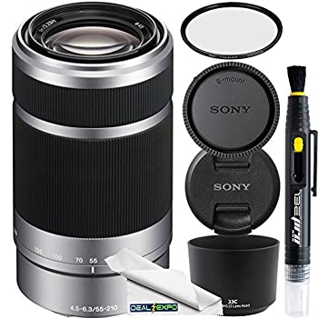【中古】(未使用･未開封品)Sony E 55-210mm (SEL55210) F4.5-6.3 OSSレンズ Sony Eマウントカメラ用 (シルバー) UVフィルター、クリーニングペン、CSマイクロファイバーク
