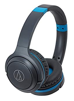 【中古】(未使用･未開封品)audio-technica ワイヤレスヘッドホン 最大40時間再生 Bluetooth マイク付き 密閉型 グレーブルー ATH-S200BT GBL