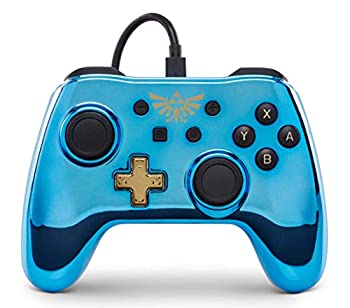 【中古】【非常に良い】PowerA Wired Controller for Nintendo Switch ワイルドコントローラー ゼルダの伝説 Chrome Zelda ブルーメタル 並行輸入品