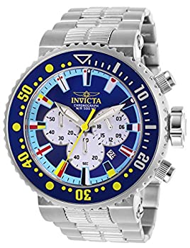 【中古】Invicta Men\u0027s 27660 Pro Diver Quartz 3 Hand Blue White Red Yellow Ocean Blue Dial Watch