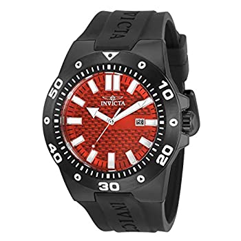 【中古】Invicta 30963 Men\u0027s Pro Diver Red Dial Black Rubber Strap Watch