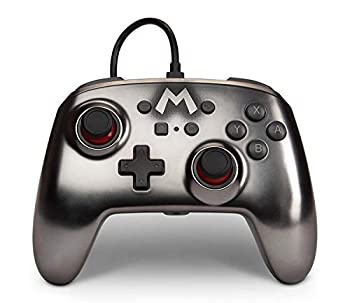 【中古】(未使用･未開封品)PowerA Enhanced Wired Controller for Nintendo Switch オーディオジャック搭載 有線 プロコントローラー スーパーマリオブラザーズ メタル マ