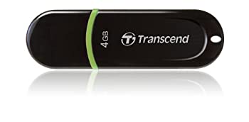 【中古】(未使用･未開封品)Transcend USBメモリ 4GB USB 2.0 キャップ式 ブラック TS4GJF300
