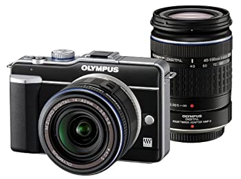 【中古】OLYMPUS マイクロ一眼 PEN E-PL1ダブルズームキット ブラック E-PL1 TLMK BLK|スカイマーケットプラス