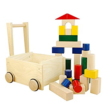 【中古】(未当て嵌める･未開封品)【日本製木の手あそび】厚かましさ車積み木 K34