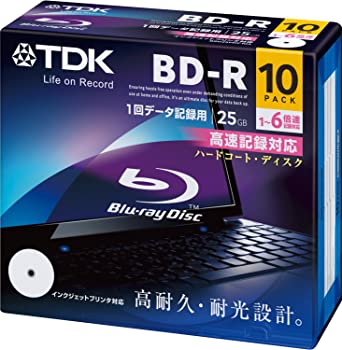 【中古】(未使用･未開封品)TDK データ用ブルーレイディスク BD-R 25GB 1-6倍速 ホワイトワイドプリンタブル 10枚パック 5mmスリムケース BRD25PWC10A