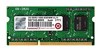 【中古】(未使用・未開封品)Transcend ノートPC用メモリ PC3-12800 DDR3 1600 2GB 1.5V 204pin SO-DIMM TS256MSK64V6N