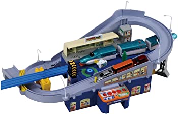 【中古】(未当て嵌める･未開封品)プラレール トミカと遊ぼう! スーパーオートステーション タウン・ジオラマ-おもちゃ-車