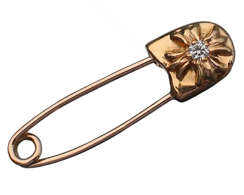 CHROME HEARTS SMALL 22K SAFETY PIN W/DIAMOND EARRING クロムハーツ　セーフティーピン　CHプラス　22K　ダイヤ