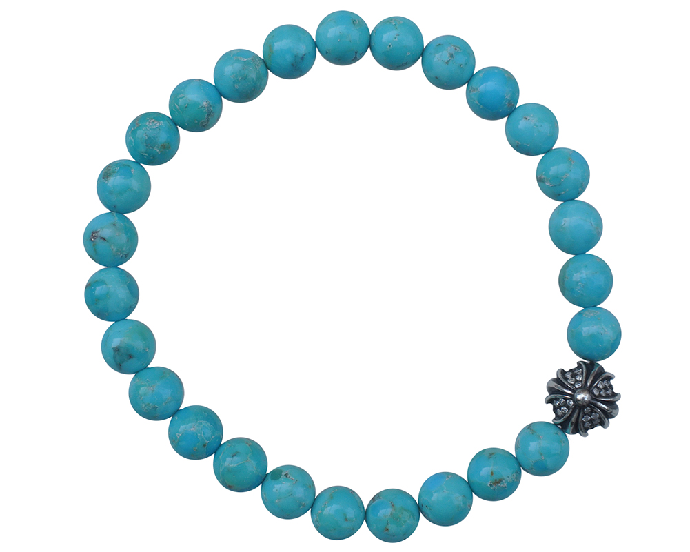 楽天市場】CHROME HEARTS 8mm TURQUOISE & 3 SILVER BEADS BRACELET