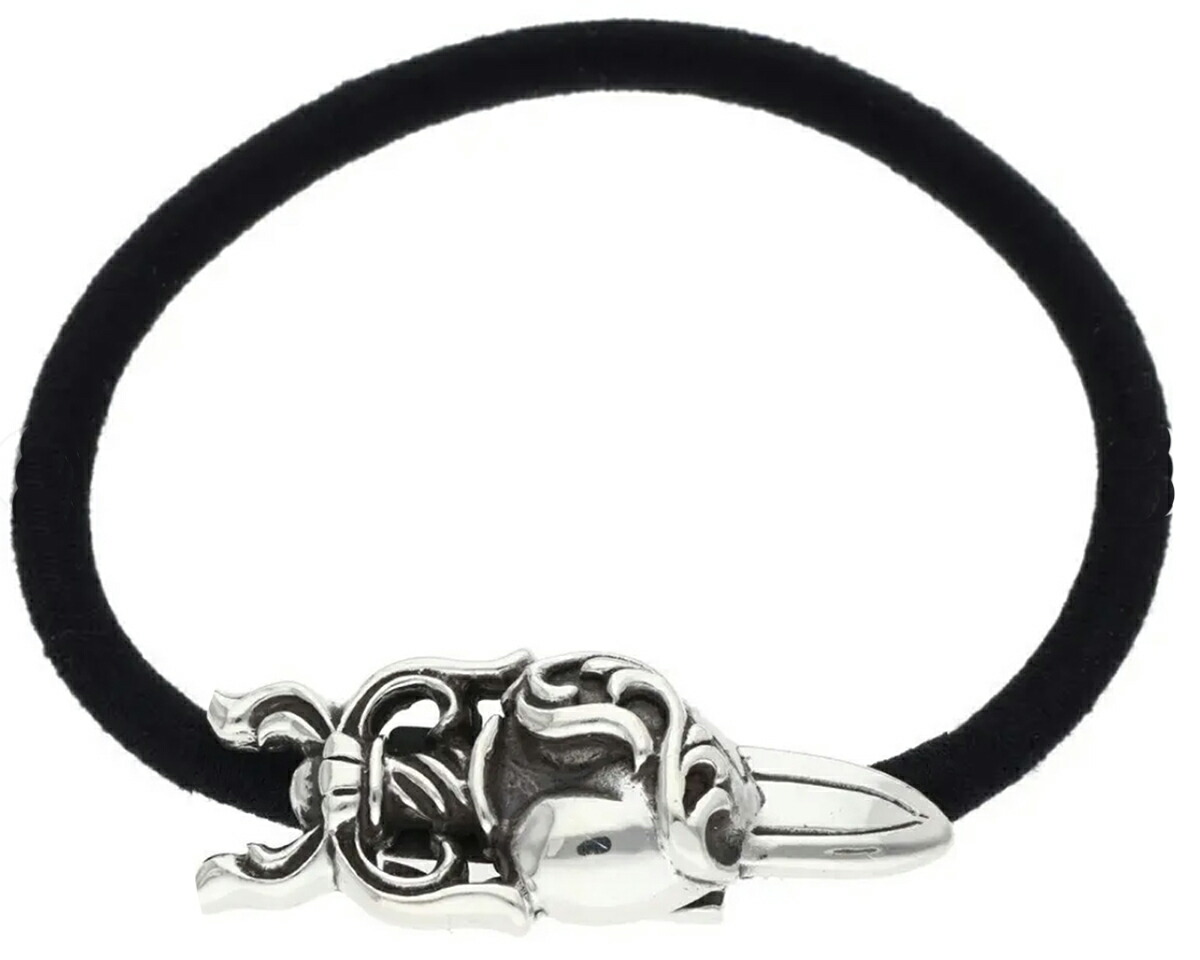 CHROME HEARTS (クロムハーツ) HAIRBAND DAGGER/HEART ダガー ハートコンチョ ヘアゴム ブレスレット シルバー|SKYTREK