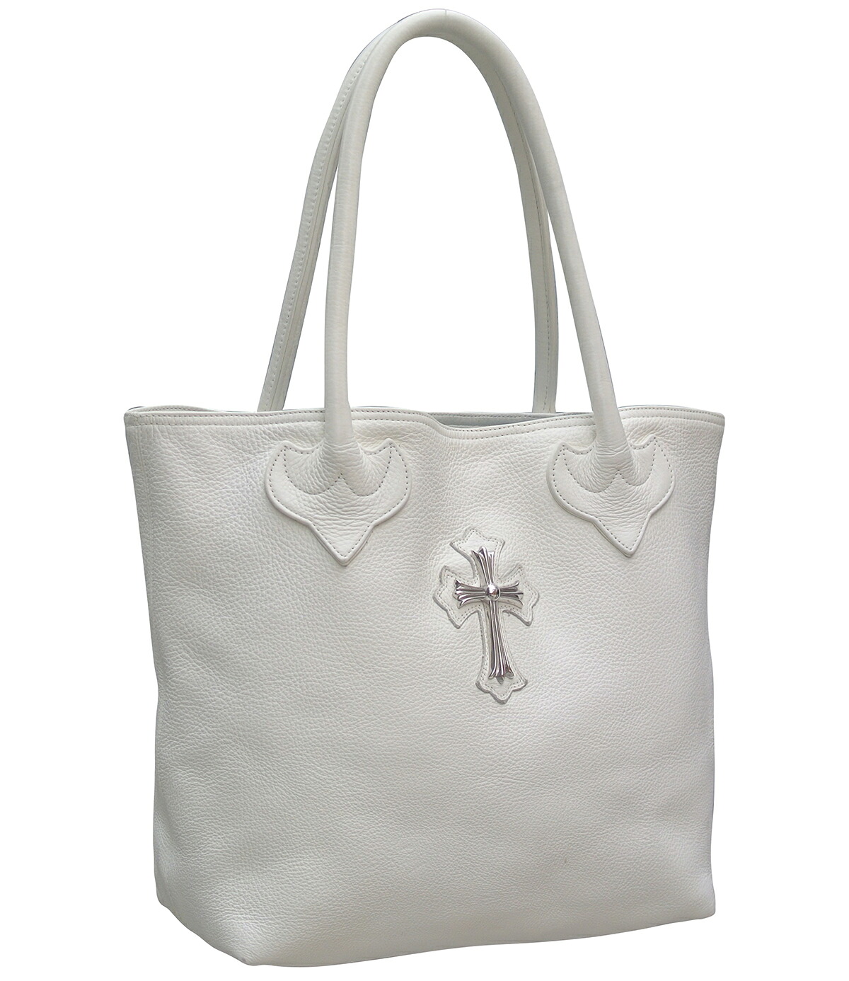 CHROME HEARTS FS TOTE BAG LEATHER クロムハーツ FSなめし革 トートバッグ  差し交わす継ぎ切れ  白いことなめし革【中古】
