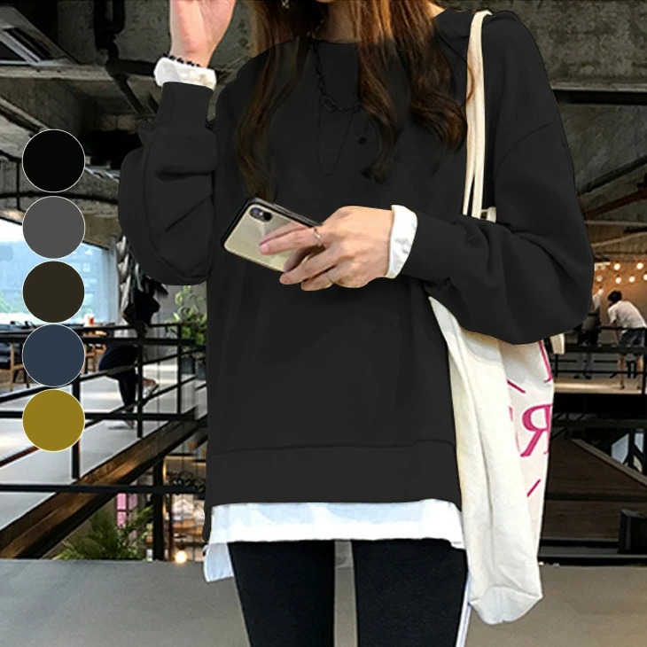 楽天市場 レディース トップス 長袖 Tシャツ ロンt カットソー シンプル 無地 ホワイト ブラック ゆったり チュニック ラウンドネック 予約販売 3月中旬順次発送 Skyward