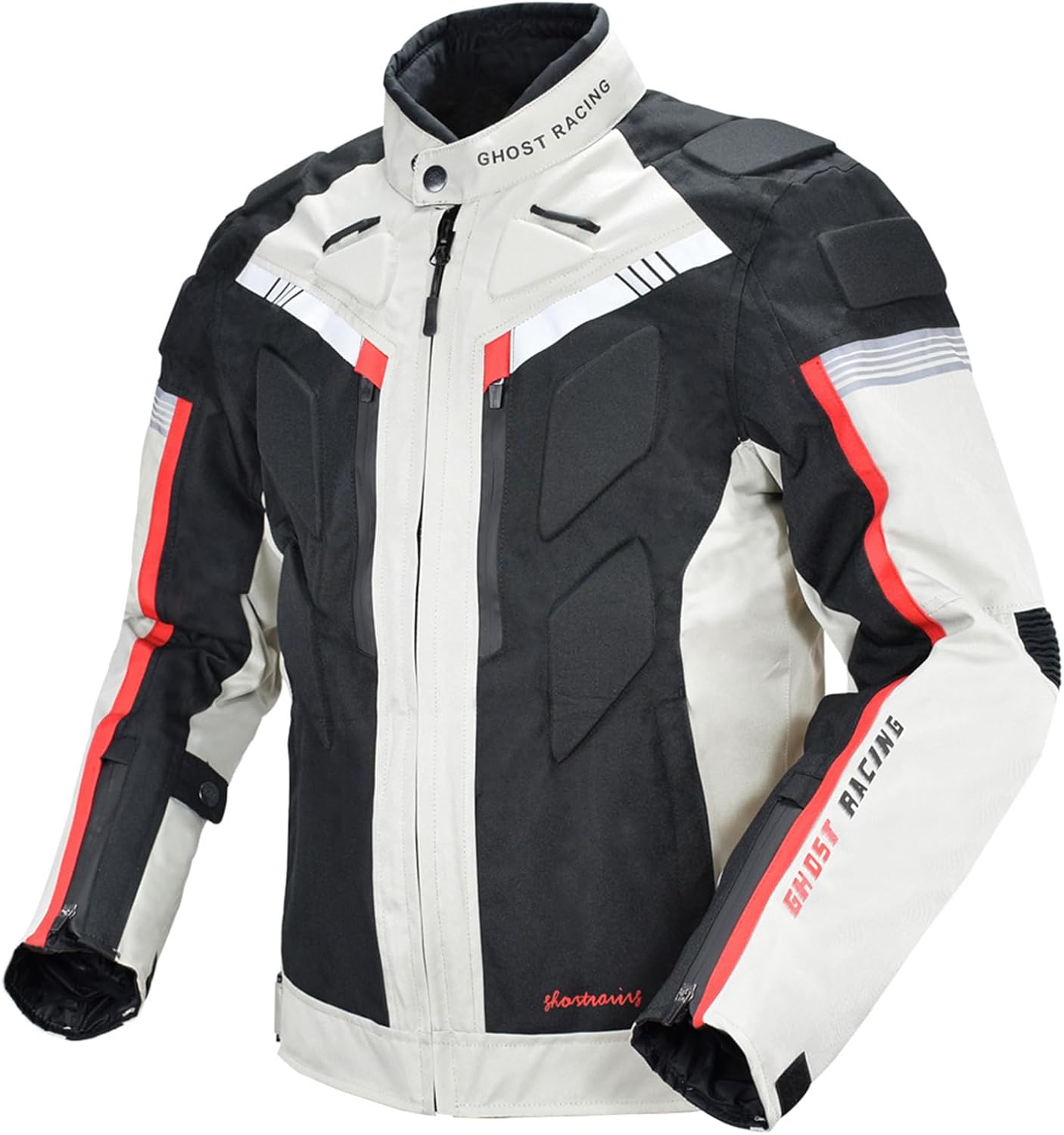 メンズバイクジャケット 冬用 防寒インナー付き ライディングジャケット 防寒 ライダージャケット プロテクター レーシング服 バイクウェア 春秋冬 防水 防寒 防風 グレー|スカイウィングス shop 店