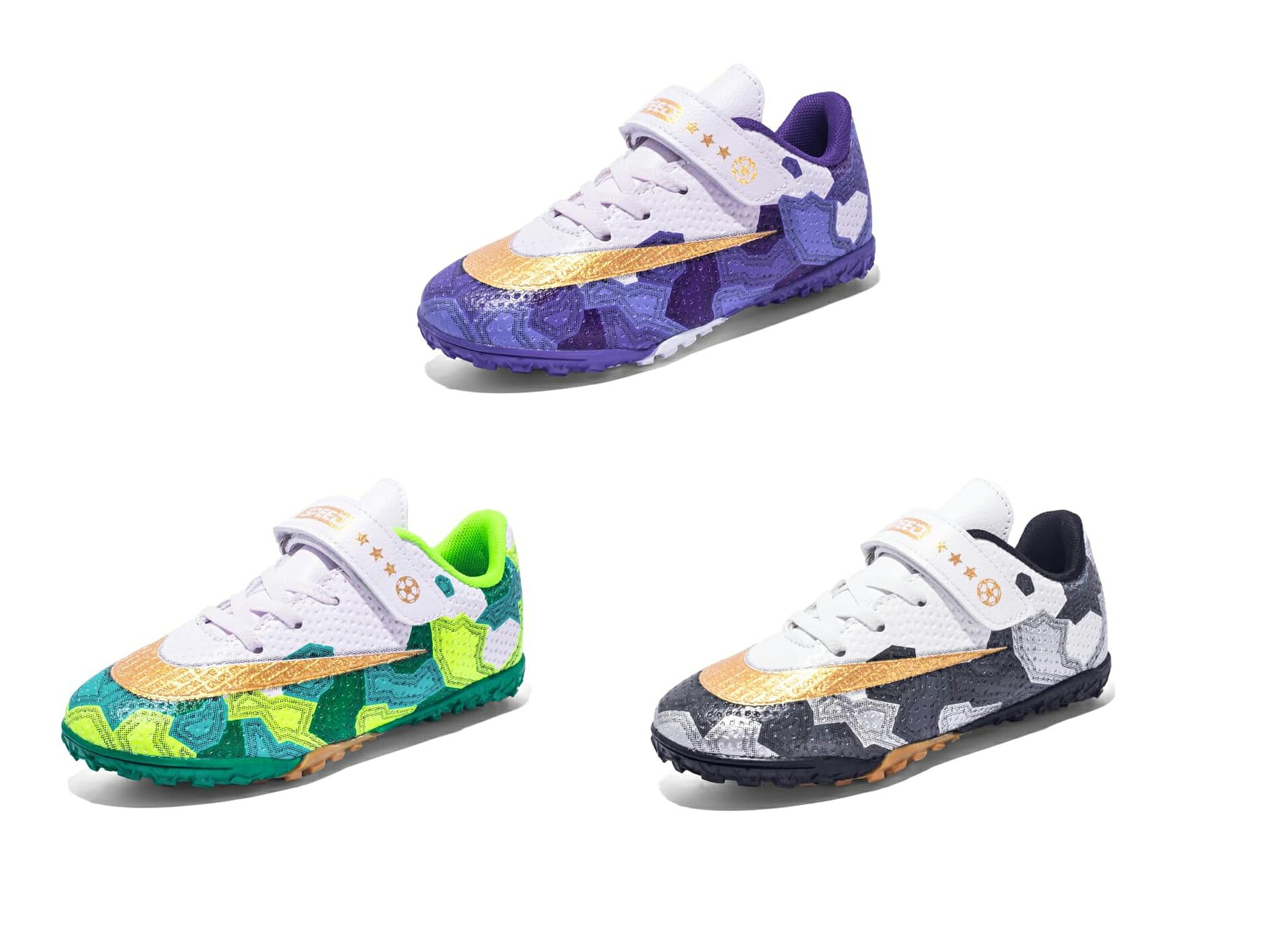 Junior futsal soccer shoes, children's soccer shoes, boys and girls soccer training shoes, velcro soccer shoes, professional soccer