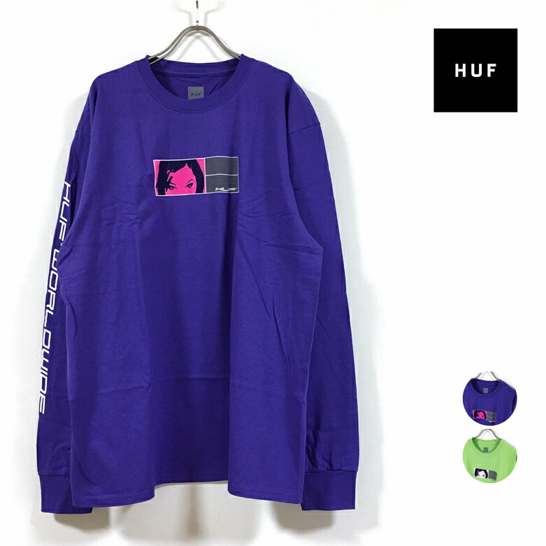 楽天市場 Huf ハフ Wonderland 長袖 Tシャツ メンズ 送料無料 Hufworldwide ロングスリーブ ロンt ストリート系 ファッション ブランド カジュアル スケーター スケート スケートボード パープル ライム M L Slab
