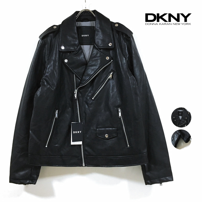 【楽天市場】DKNY ダナ キャラン ニューヨーク フェイクレザー ダブル ライダース ジャケット 長袖 メンズ 【 送料無料 】 Donna