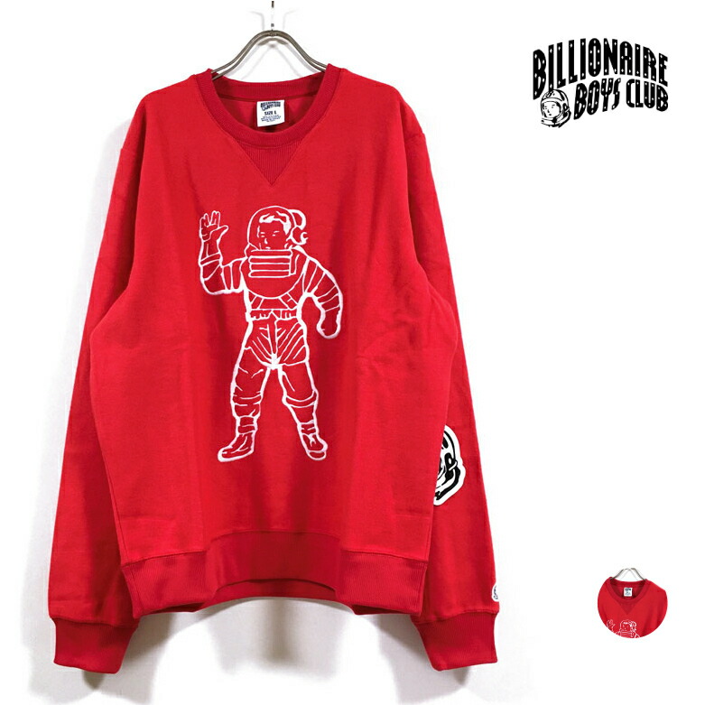 BILLIONAIRE BOYS CLUB ビリオネア ボーイズ 野球クラブ BB ASTRONAUT CREW 汗水 長袖 メンズ 【 貨物輸送無料 】 BBC 向こう正面刺しゅう 労働者の一団のど首 ロング 調教師 表どおり系 ブランド名 御居処跳ねる hiphop スケーター 流行り物 赤 赤いこと US大きさ
