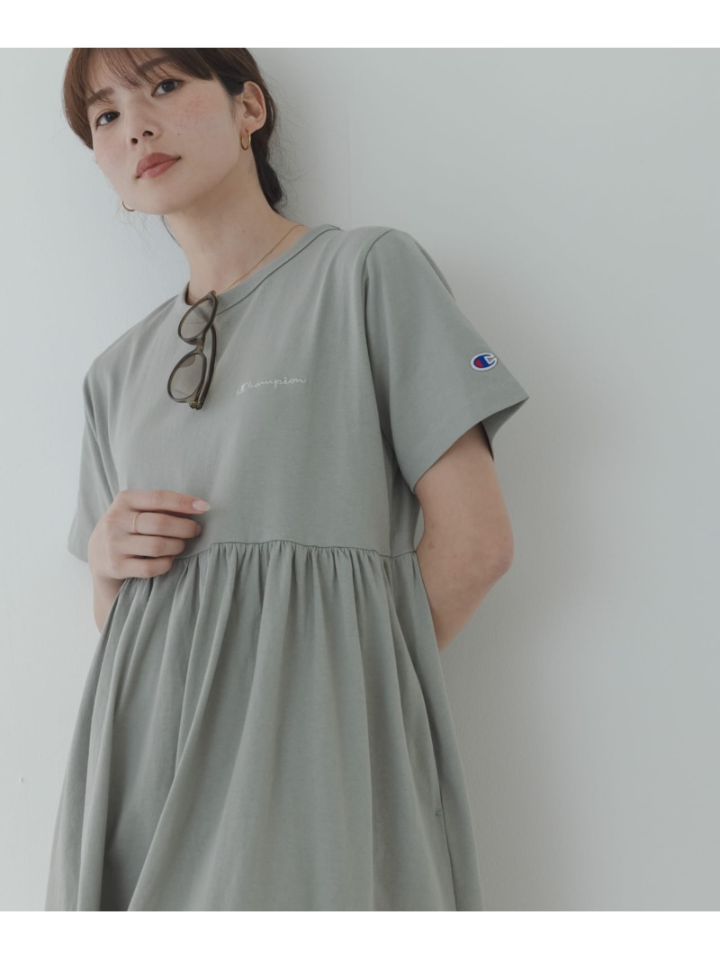 『別注』CHAMPION×Sonny Label ギャザーワンピース Sonny Label サニーレーベル ワンピース・ドレス ワンピース ネイビー ブラック グリーン【送料無料】[ Fashion]