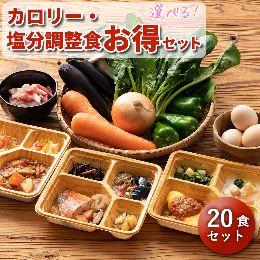 選べる カロリー・塩分調整食20食セット 20食分 20食 お得 組み合わせ 冷凍弁当 宅配弁当 宅配 弁当 食品 お弁当 減塩 レンジ調理 時短 低カロリー 弁当 惣菜 カロリー 塩分 健康 詰め合わせ 介護食 自宅療養 健康直球便  栄養食 時短調理 国内製造 簡単調理 冷凍弁当