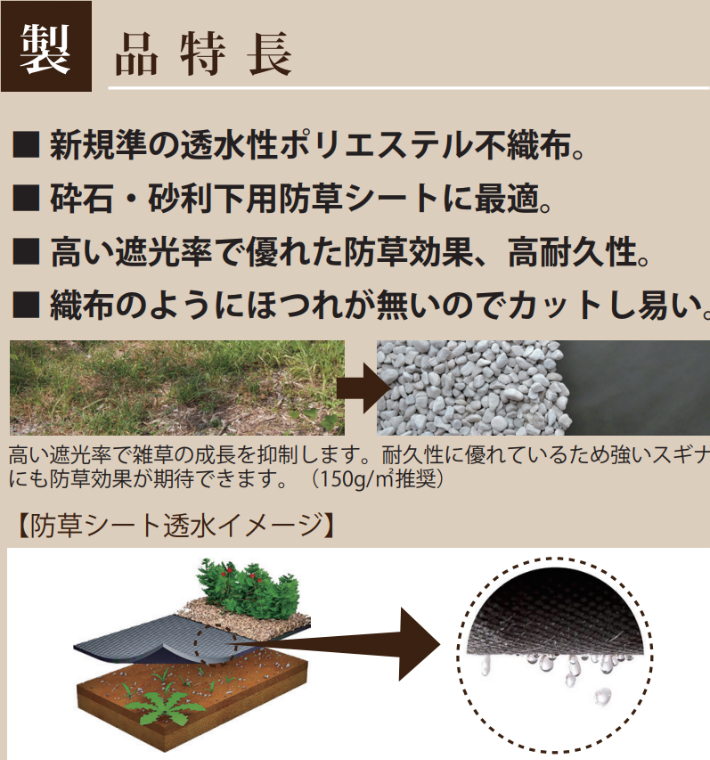 楽天市場 送料無料 クオリティ 防草シート W 1m L 50 M 150g M2 不織布 ポリエステル 人工芝 下地 砕石 砂利 Diy エクステリア 庭 ガーデニング 造園 耐久性 業務用 高耐久 透水性 雑草 抑制 防草 駐車場