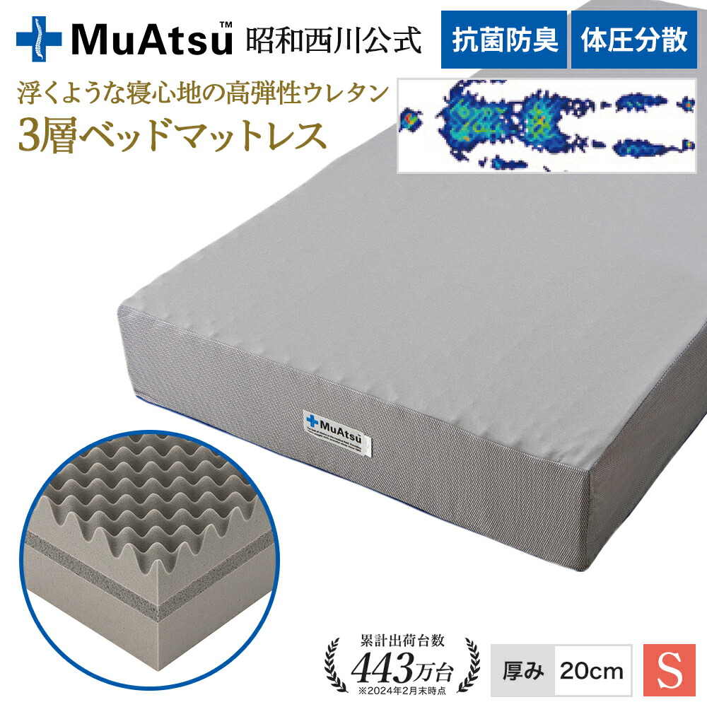 楽天市場】昭和西川 20年ムアツ マットレス ダブル 【X (エックス) レギュラー・ハード】 三つ折り 敷布団 ウレタン 凹凸構造 3層構造  体圧分散 厚さ10cm 抗菌 防臭 通気性 側地洗濯可 ムアツ布団 ムアツふとん : 【昭和西川公式】ムアツSHOP